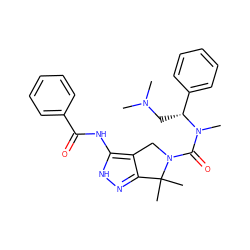 CN(C)C[C@H](c1ccccc1)N(C)C(=O)N1Cc2c(n[nH]c2NC(=O)c2ccccc2)C1(C)C ZINC000084726012