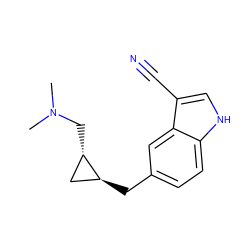 CN(C)C[C@H]1C[C@@H]1Cc1ccc2[nH]cc(C#N)c2c1 ZINC000096909370