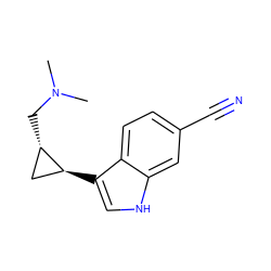 CN(C)C[C@H]1C[C@@H]1c1c[nH]c2cc(C#N)ccc12 ZINC000013673555