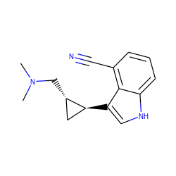 CN(C)C[C@H]1C[C@@H]1c1c[nH]c2cccc(C#N)c12 ZINC000013673557