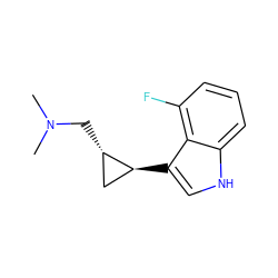 CN(C)C[C@H]1C[C@@H]1c1c[nH]c2cccc(F)c12 ZINC000013673571