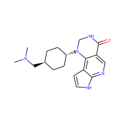 CN(C)C[C@H]1CC[C@H](N2CNC(=O)c3cnc4[nH]ccc4c32)CC1 ZINC001772636476