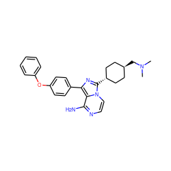 CN(C)C[C@H]1CC[C@H](c2nc(-c3ccc(Oc4ccccc4)cc3)c3c(N)nccn32)CC1 ZINC000261187545