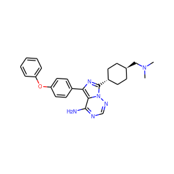 CN(C)C[C@H]1CC[C@H](c2nc(-c3ccc(Oc4ccccc4)cc3)c3c(N)ncnn32)CC1 ZINC000261119042