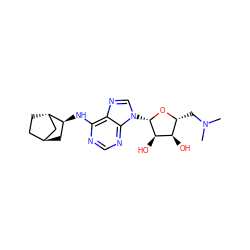 CN(C)C[C@H]1O[C@@H](n2cnc3c(N[C@H]4C[C@H]5CC[C@H]4C5)ncnc32)[C@H](O)[C@@H]1O ZINC000101462556