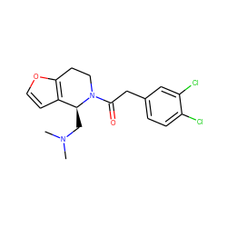 CN(C)C[C@H]1c2ccoc2CCN1C(=O)Cc1ccc(Cl)c(Cl)c1 ZINC000013737724