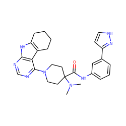 CN(C)C1(C(=O)Nc2cccc(-c3cc[nH]n3)c2)CCN(c2ncnc3[nH]c4c(c23)CCCC4)CC1 ZINC000653842857