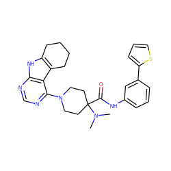 CN(C)C1(C(=O)Nc2cccc(-c3cccs3)c2)CCN(c2ncnc3[nH]c4c(c23)CCCC4)CC1 ZINC000653842888