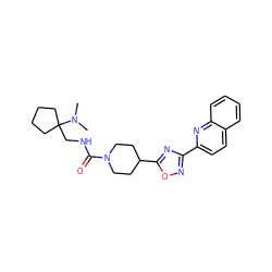 CN(C)C1(CNC(=O)N2CCC(c3nc(-c4ccc5ccccc5n4)no3)CC2)CCCC1 ZINC000072179676