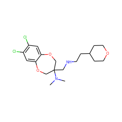 CN(C)C1(CNCCC2CCOCC2)COc2cc(Cl)c(Cl)cc2OC1 ZINC000028821286