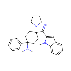 CN(C)C1(c2ccccc2)CCC(C(=N)c2cc3ccccc3n2C)(N2CCCC2)CC1 ZINC000169179365