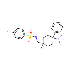 CN(C)C1(c2ccccc2)CCC(C)(CNS(=O)(=O)c2ccc(Cl)cc2)CC1 ZINC000146921815