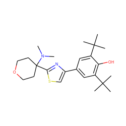 CN(C)C1(c2nc(-c3cc(C(C)(C)C)c(O)c(C(C)(C)C)c3)cs2)CCOCC1 ZINC000043205395