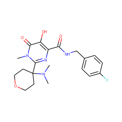 CN(C)C1(c2nc(C(=O)NCc3ccc(F)cc3)c(O)c(=O)n2C)CCOCC1 ZINC000096900965