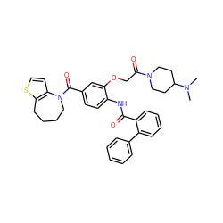 CN(C)C1CCN(C(=O)COc2cc(C(=O)N3CCCCc4sccc43)ccc2NC(=O)c2ccccc2-c2ccccc2)CC1 ZINC000028102365