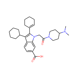 CN(C)C1CCN(C(=O)Cn2c(C3=CCCCC3)c(C3CCCCC3)c3ccc(C(=O)O)cc32)CC1 ZINC000013646668