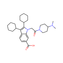 CN(C)C1CCN(C(=O)Cn2c(C3CCCCC3)c(C3CCCCC3)c3ccc(C(=O)O)cc32)CC1 ZINC000013646662