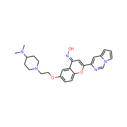 CN(C)C1CCN(CCOc2ccc3oc(-c4cc5cccn5cn4)c/c(=N\O)c3c2)CC1 ZINC000219165102