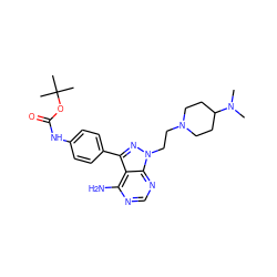 CN(C)C1CCN(CCn2nc(-c3ccc(NC(=O)OC(C)(C)C)cc3)c3c(N)ncnc32)CC1 ZINC000653905135