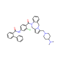 CN(C)C1CCN(Cc2ccc3n2Cc2ccccc2N(C(=O)c2ccc(NC(=O)c4ccccc4-c4ccccc4)cc2Cl)C3)CC1 ZINC000027869808