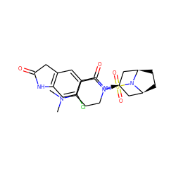 CN(C)C1CCN(S(=O)(=O)N2[C@H]3CC[C@@H]2C[C@H](NC(=O)c2cc4c(cc2Cl)NC(=O)C4)C3)CC1 ZINC000653849304