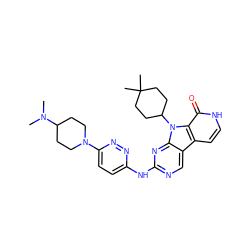 CN(C)C1CCN(c2ccc(Nc3ncc4c5cc[nH]c(=O)c5n(C5CCC(C)(C)CC5)c4n3)nn2)CC1 ZINC000117695243