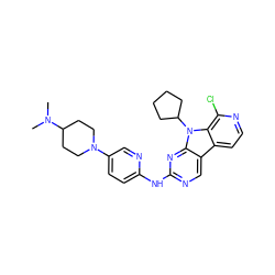 CN(C)C1CCN(c2ccc(Nc3ncc4c5ccnc(Cl)c5n(C5CCCC5)c4n3)nc2)CC1 ZINC000117683803