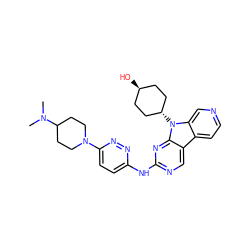 CN(C)C1CCN(c2ccc(Nc3ncc4c5ccncc5n([C@H]5CC[C@H](O)CC5)c4n3)nn2)CC1 ZINC000261111397