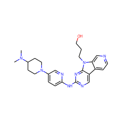 CN(C)C1CCN(c2ccc(Nc3ncc4c5ccncc5n(CCCO)c4n3)nc2)CC1 ZINC000169706800