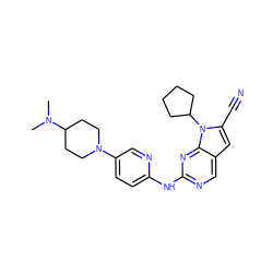 CN(C)C1CCN(c2ccc(Nc3ncc4cc(C#N)n(C5CCCC5)c4n3)nc2)CC1 ZINC000068201487