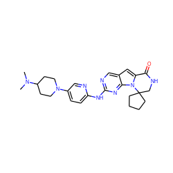 CN(C)C1CCN(c2ccc(Nc3ncc4cc5n(c4n3)C3(CCCC3)CNC5=O)nc2)CC1 ZINC000221385233