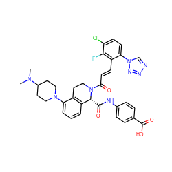 CN(C)C1CCN(c2cccc3c2CCN(C(=O)/C=C/c2c(-n4cnnn4)ccc(Cl)c2F)[C@@H]3C(=O)Nc2ccc(C(=O)O)cc2)CC1 ZINC001772651112