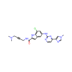 CN(C)CC#CCNC(=O)c1cc2cc(Nc3nccc(-c4cn(C)cn4)n3)cc(Cl)c2[nH]1 ZINC000205652281