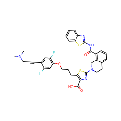 CN(C)CC#Cc1cc(F)c(OCCCc2sc(N3CCc4cccc(C(=O)Nc5nc6ccccc6s5)c4C3)nc2C(=O)O)cc1F ZINC000163958520