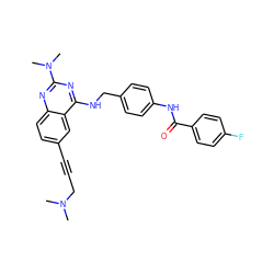 CN(C)CC#Cc1ccc2nc(N(C)C)nc(NCc3ccc(NC(=O)c4ccc(F)cc4)cc3)c2c1 ZINC000142203000