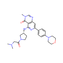 CN(C)CC(=O)N1CC[C@@H](Nc2nc(-c3ccc(N4CCOCC4)cc3)cc3ncn(C)c(=O)c23)C1 ZINC000115626791