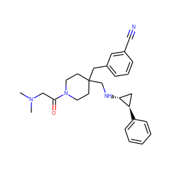 CN(C)CC(=O)N1CCC(CN[C@@H]2C[C@H]2c2ccccc2)(Cc2cccc(C#N)c2)CC1 ZINC000653722902