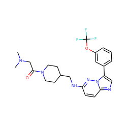 CN(C)CC(=O)N1CCC(CNc2ccc3ncc(-c4cccc(OC(F)(F)F)c4)n3n2)CC1 ZINC000113134137