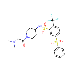 CN(C)CC(=O)N1CCC(NS(=O)(=O)c2cc(S(=O)(=O)c3ccccc3)ccc2C(F)(F)F)CC1 ZINC000049881783