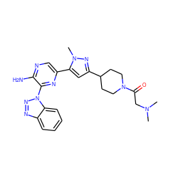 CN(C)CC(=O)N1CCC(c2cc(-c3cnc(N)c(-n4nnc5ccccc54)n3)n(C)n2)CC1 ZINC000474605272