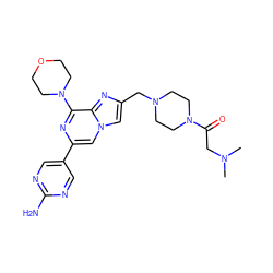 CN(C)CC(=O)N1CCN(Cc2cn3cc(-c4cnc(N)nc4)nc(N4CCOCC4)c3n2)CC1 ZINC000084742425