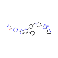 CN(C)CC(=O)N1CCN(c2ncc3cc(-c4ccccc4)c(-c4ccc(CN5CCC(c6n[nH]c(-c7ccccn7)n6)CC5)cc4)nc3n2)CC1 ZINC000049832963