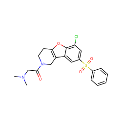 CN(C)CC(=O)N1CCc2oc3c(Cl)cc(S(=O)(=O)c4ccccc4)cc3c2C1 ZINC000147527824