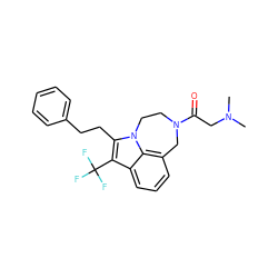 CN(C)CC(=O)N1CCn2c(CCc3ccccc3)c(C(F)(F)F)c3cccc(c32)C1 ZINC000146289275