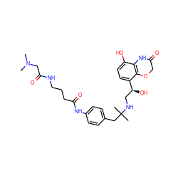 CN(C)CC(=O)NCCCC(=O)Nc1ccc(CC(C)(C)NC[C@H](O)c2ccc(O)c3c2OCC(=O)N3)cc1 ZINC000049709491