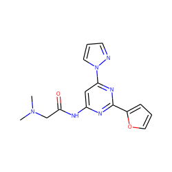 CN(C)CC(=O)Nc1cc(-n2cccn2)nc(-c2ccco2)n1 ZINC000028967209