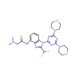 CN(C)CC(=O)Nc1cccc2c1nc(C(F)F)n2-c1nc(N2CCOCC2)nc(N2CCOCC2)n1 ZINC000068246375