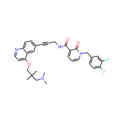 CN(C)CC(C)(C)COc1ccnc2ccc(C#CCNC(=O)c3cccn(Cc4ccc(F)c(F)c4)c3=O)cc12 ZINC000096176209