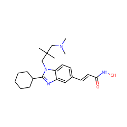 CN(C)CC(C)(C)Cn1c(C2CCCCC2)nc2cc(/C=C/C(=O)NO)ccc21 ZINC000072114600