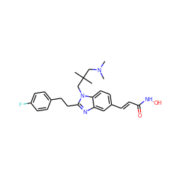 CN(C)CC(C)(C)Cn1c(CCc2ccc(F)cc2)nc2cc(/C=C/C(=O)NO)ccc21 ZINC000038309659